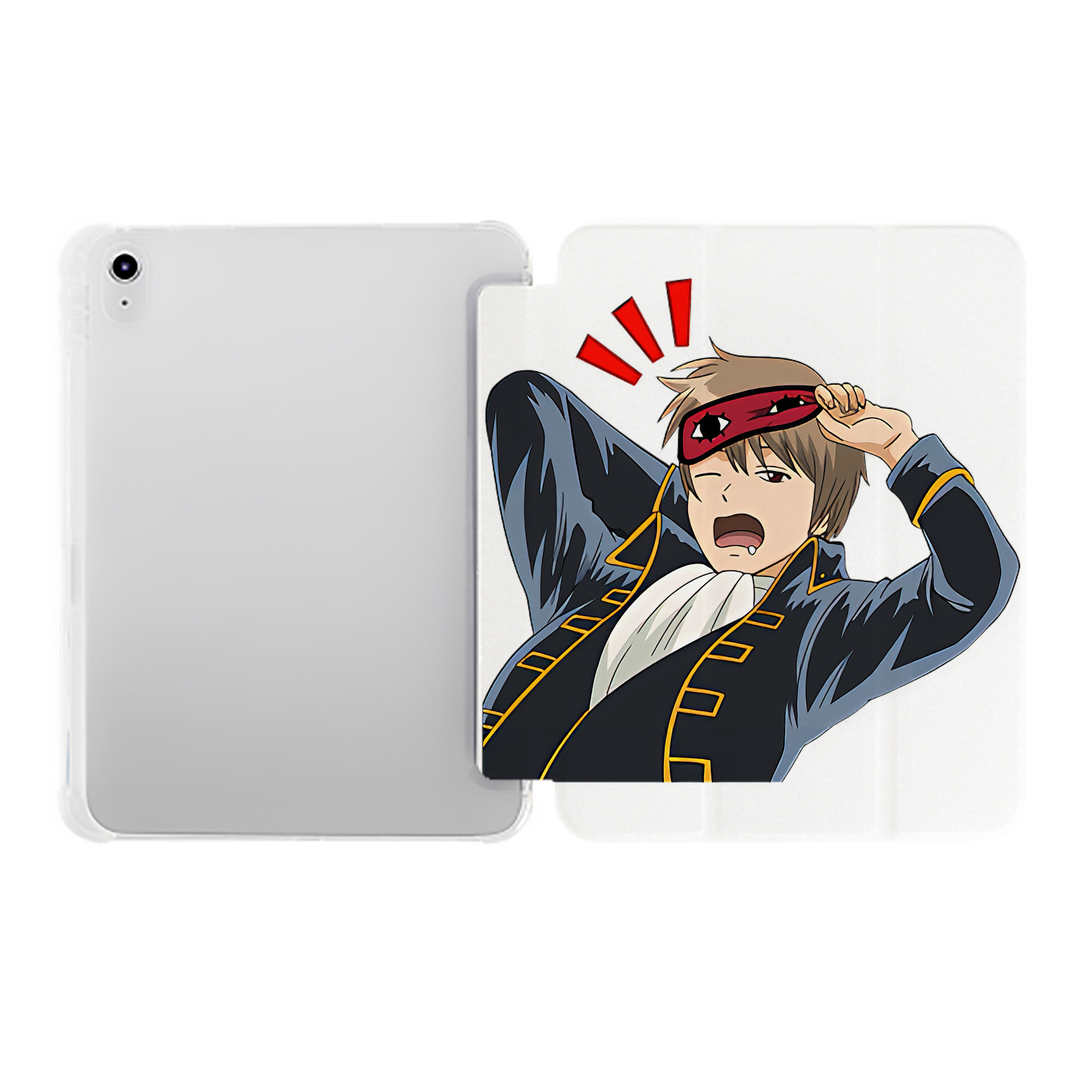 （画像用） ぎんたま 坂田銀時（さかたぎんとき） 神楽 志村新八（しむら しんぱち） GINTAMA Sakata Gintoki Kagura Shimura Shinpachi IPad ケース ペン収納付き 三つ折りスタンド PUレザー×シリコン 対応機種9.5/10.5/10.9インチ